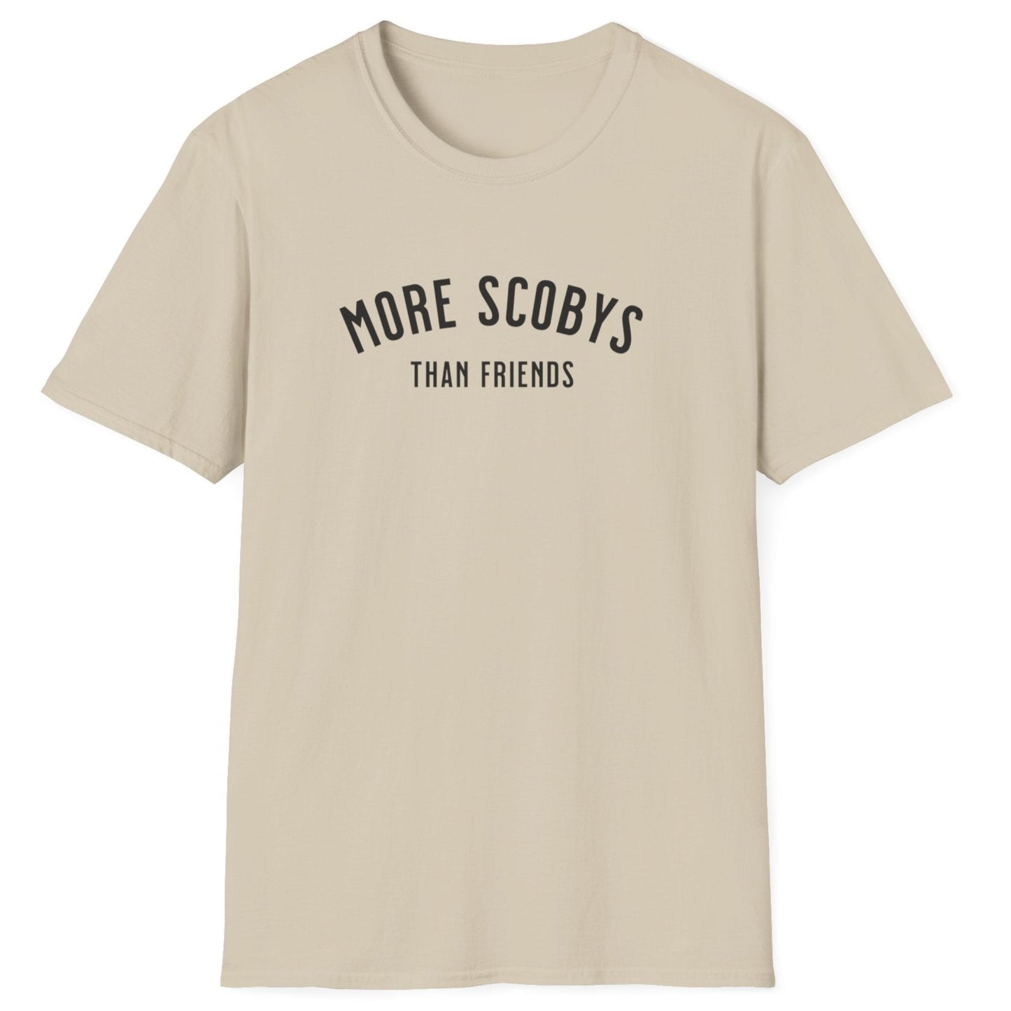 More SCOBYS Than Friends T-shirt, unisex beige cotton tee for kombucha brewers, introverts, and fermentation culture enthusiasts