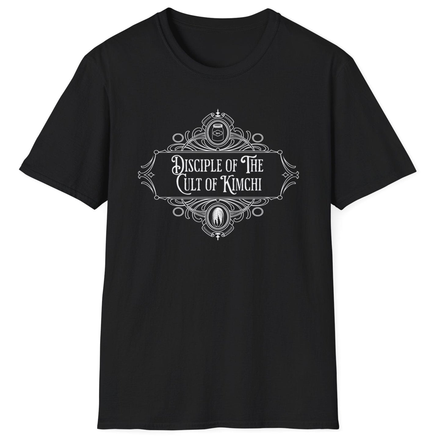 Disciple Of The Cult of Kimchi fermentation T-shirt in black cotton with gothic style design. Great gift for fermenters, kimchi lovers and foodies