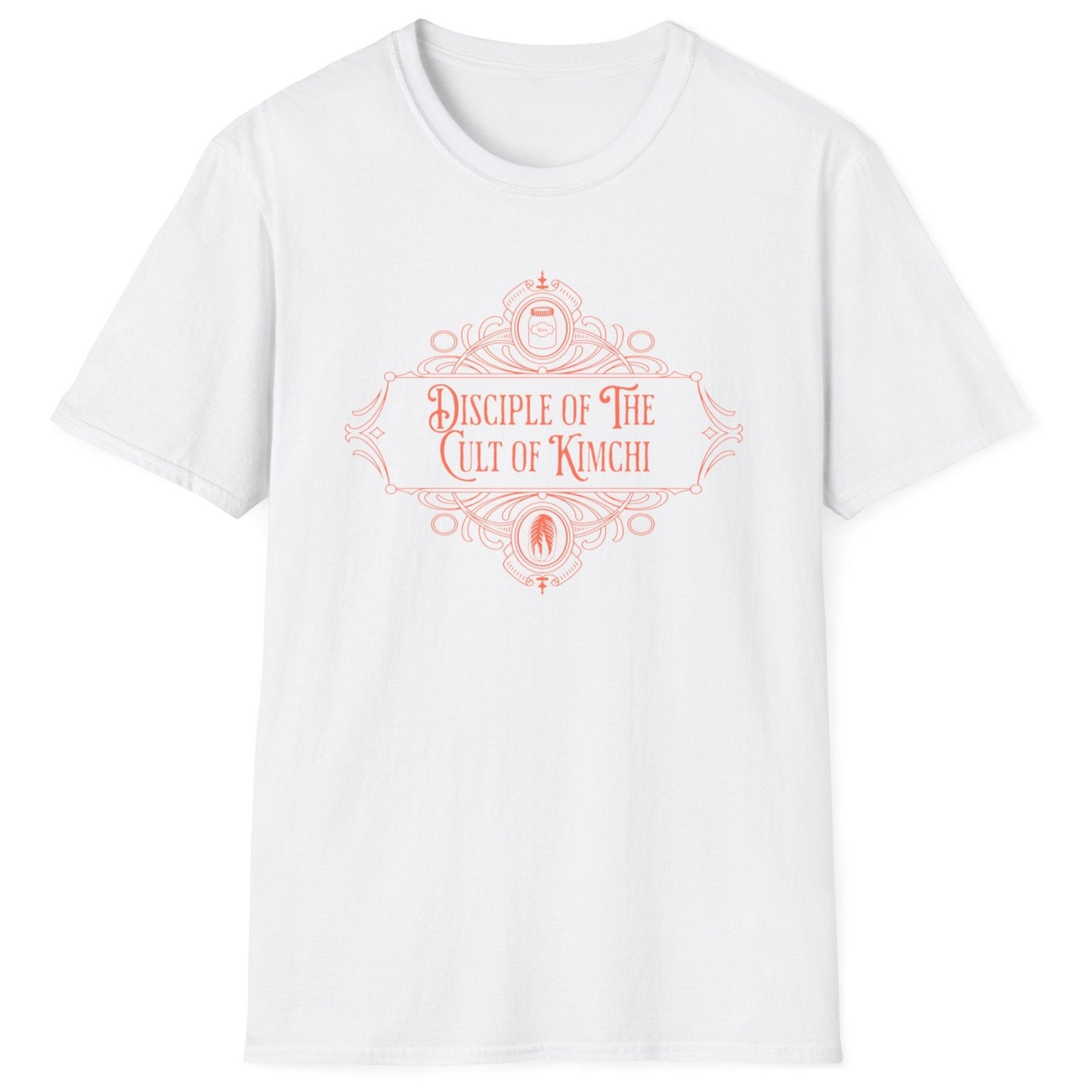 Disciple Of The Cult of Kimchi fermentation T-shirt in white cotton with gothic style design. Great gift for fermenters, kimchi lovers and foodies