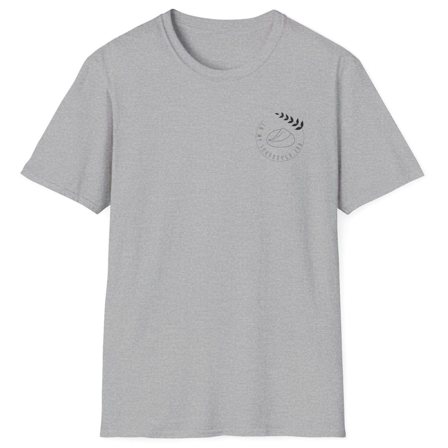 Grey "I'm In My Sourdough Era" T-shirt with minimalist typography for bread lovers and home bakers