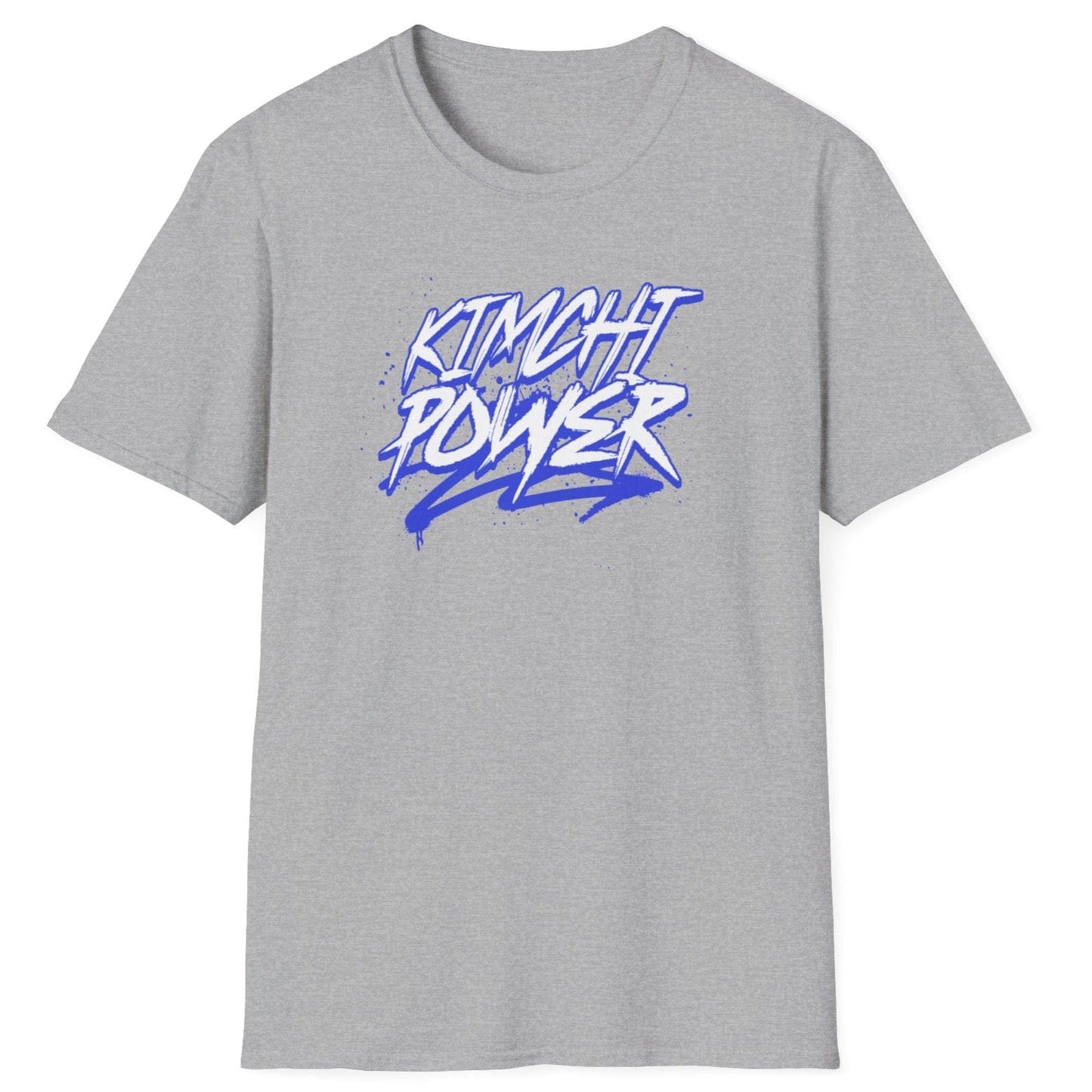 Kimchi Power fermentation T-Shirt in grey with bold graffiti-style font – perfect gift for fermenters and kimchi lovers