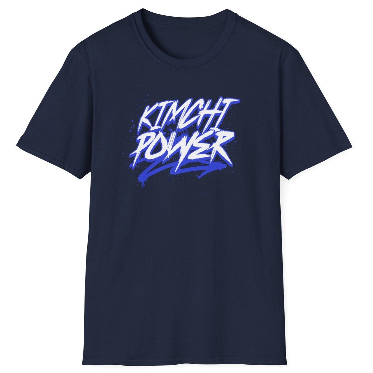 Kimchi Power fermentation T-Shirt in navy with bold graffiti-style font – perfect gift for fermenters and kimchi lovers