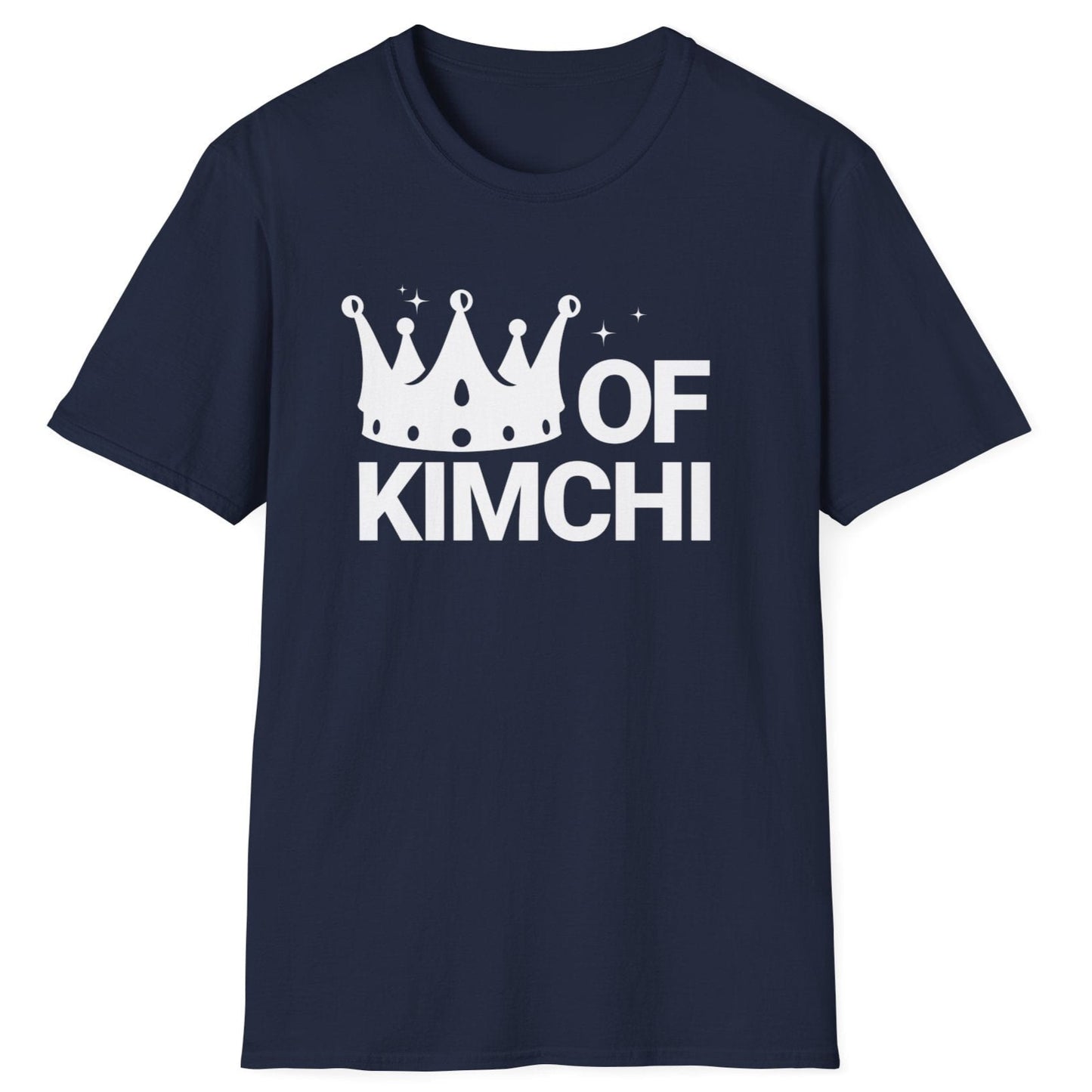 King of Kimchi T-Shirt featuring a bold and playful design on a unisex navy cotton tee – perfect for kimchi lovers, fermentation fans, and Korean food enthusiasts