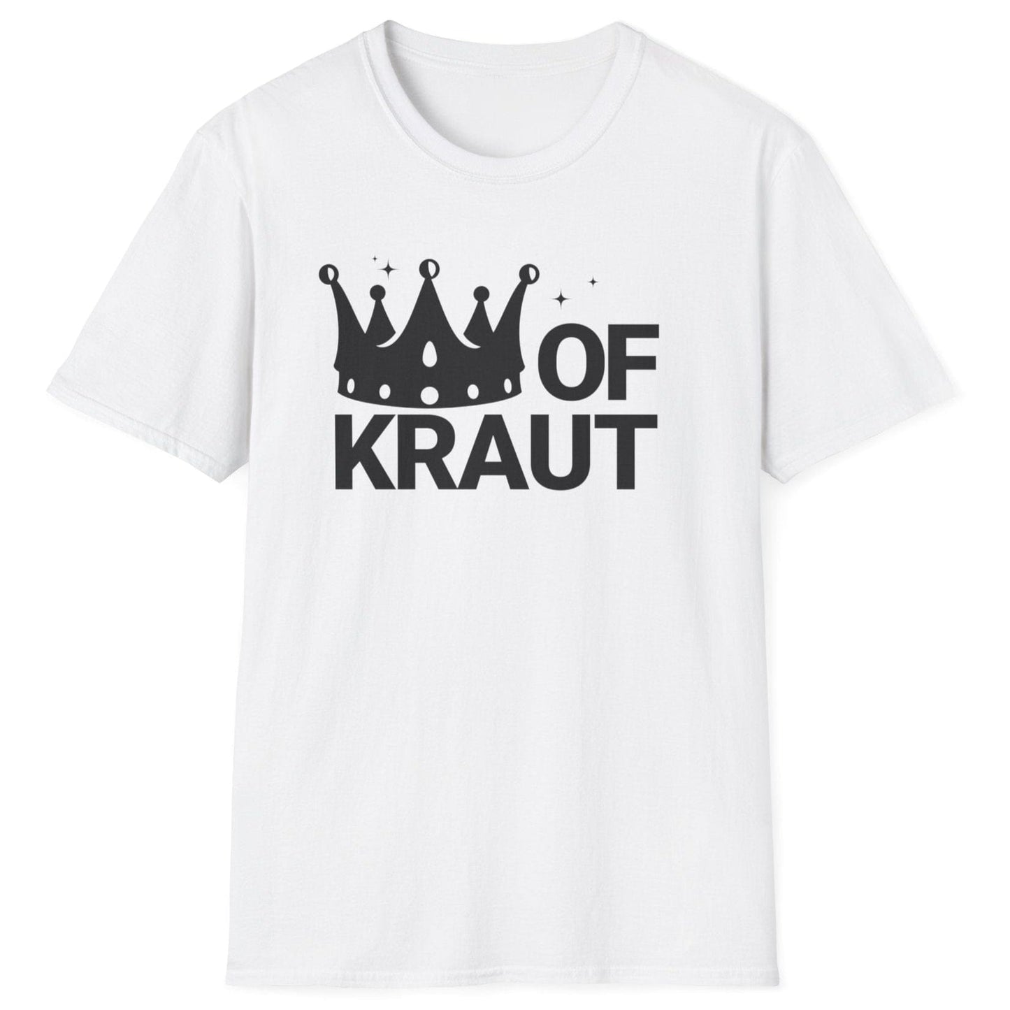 King of Kraut fermentation T-Shirt in white featuring a bold crown design and striking typography, perfect for sauerkraut lovers and fermentation enthusiasts