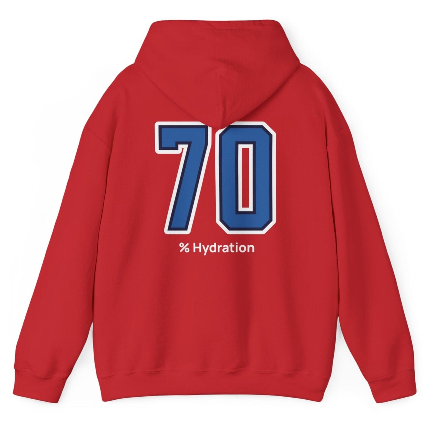 Sourdough baker’s % Hydration hoodie, minimalist red hoodie with bold varsity number back print