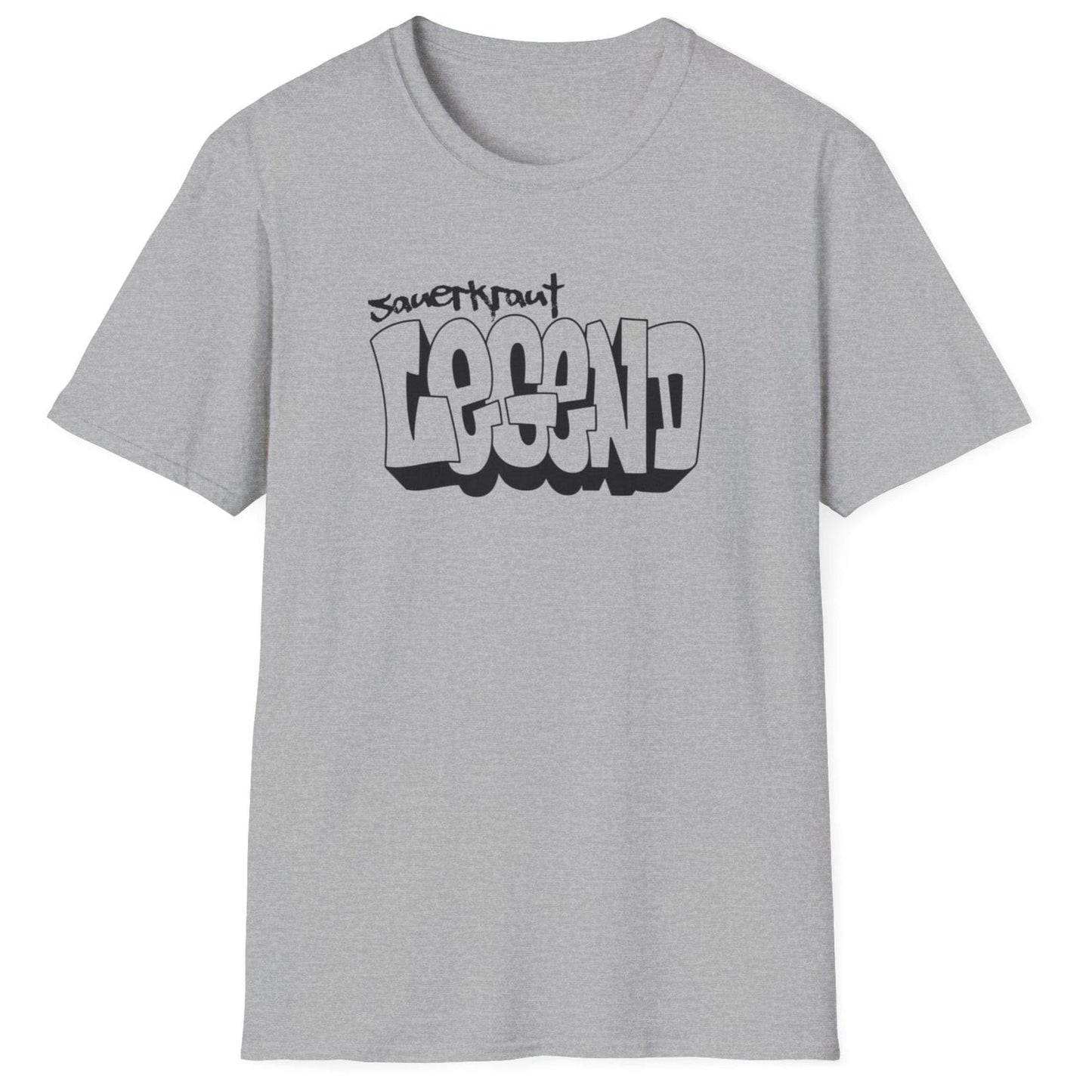 Sauerkraut Legend Fermentation T-Shirt in sports grey with a bold design, perfect for fermentation lovers and food enthusiasts