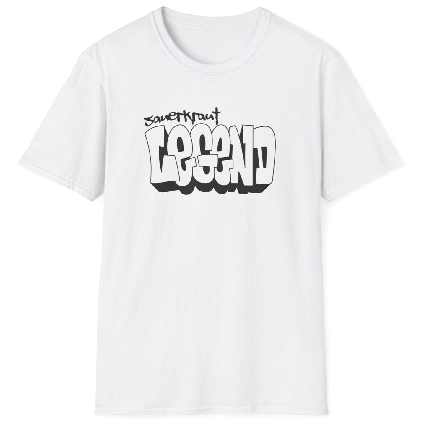 Sauerkraut Legend Fermentation T-Shirt in white with a bold design, perfect for fermentation lovers and food enthusiasts