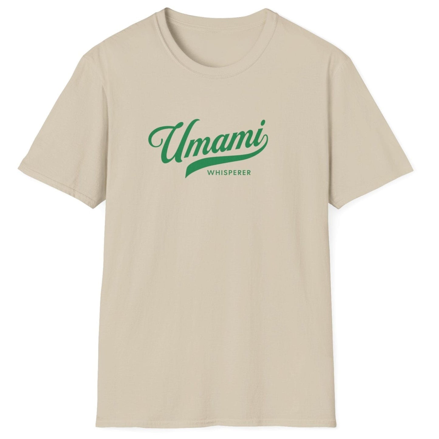 Umami Whisperer neutral T-shirt for fermentation lovers, chefs, and food enthusiasts. Bold typography design on a soft, relaxed-fit unisex cotton tee. Perfect gift for fermenters, miso makers, and umami aficionados.