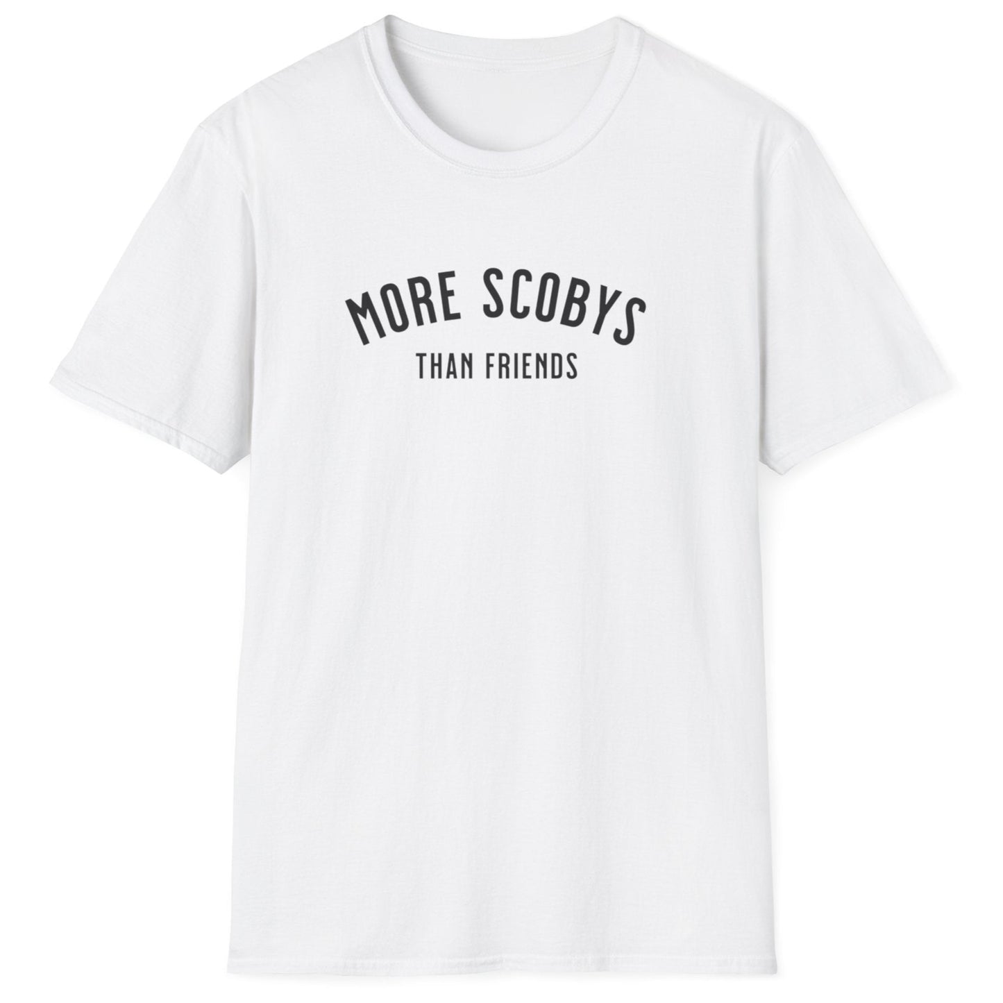 White more SCOBYS Than Friends T-shirt, unisex cotton tee for kombucha brewers, introverts, and fermentation culture enthusiasts