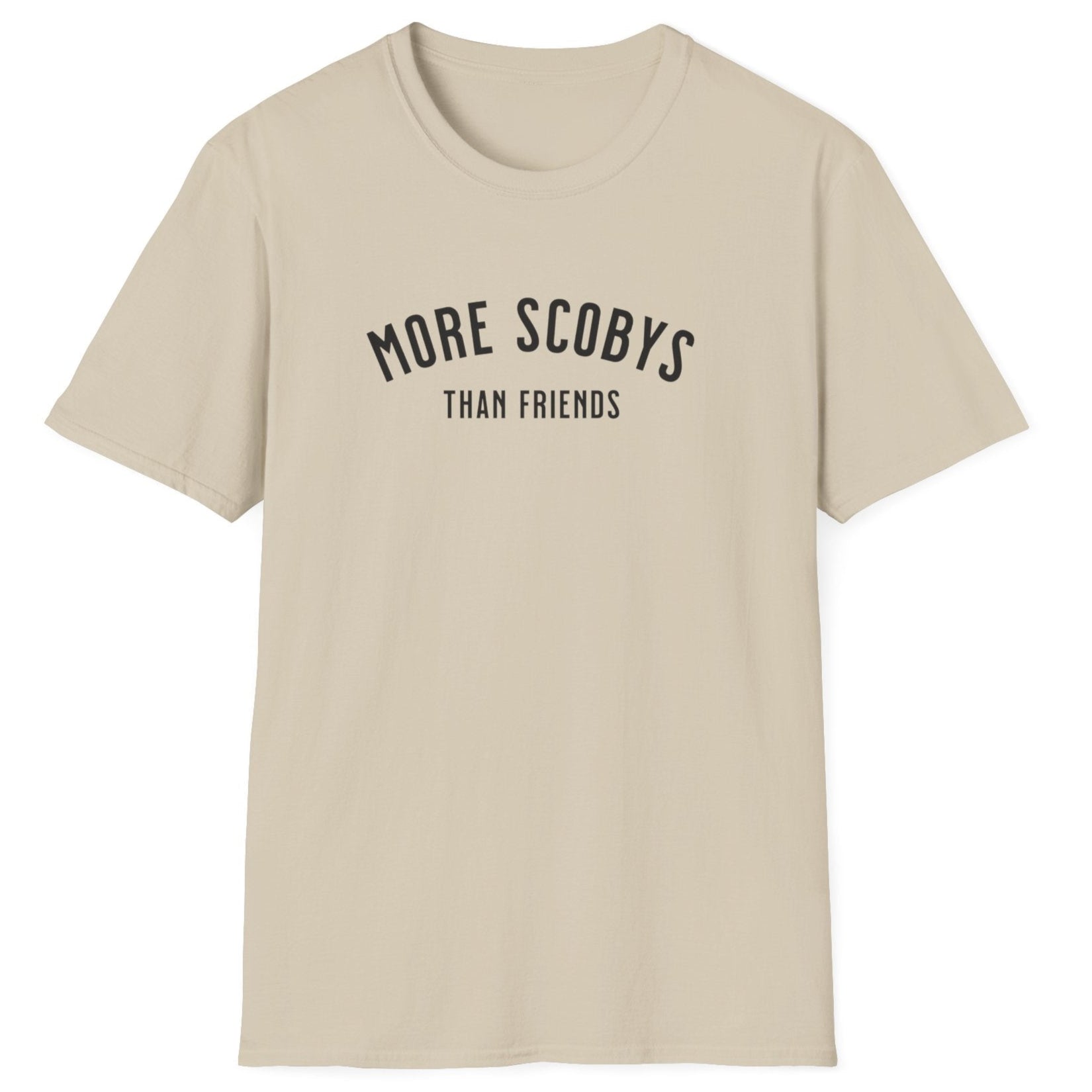 More SCOBYS Than Friends T-shirt, unisex beige cotton tee for kombucha brewers, introverts, and fermentation culture enthusiasts
