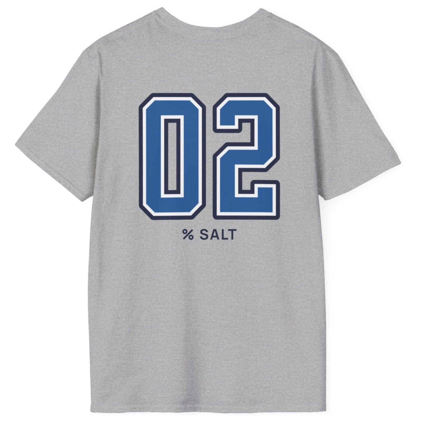 grey cotton t-shirt with big bold varsity style numbers representing the 2% salt ratio for vegetable ferments.