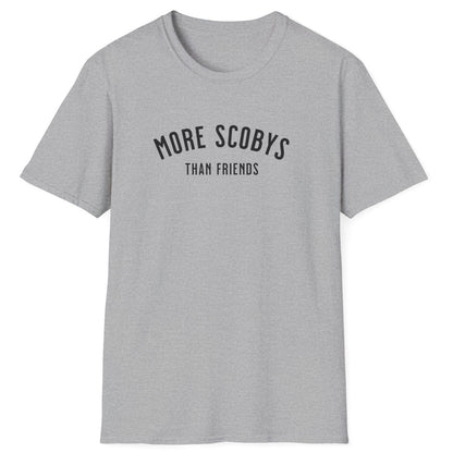 Grey More SCOBYS Than Friends T-shirt, unisex cotton tee for kombucha brewers, introverts, and fermentation culture enthusiasts