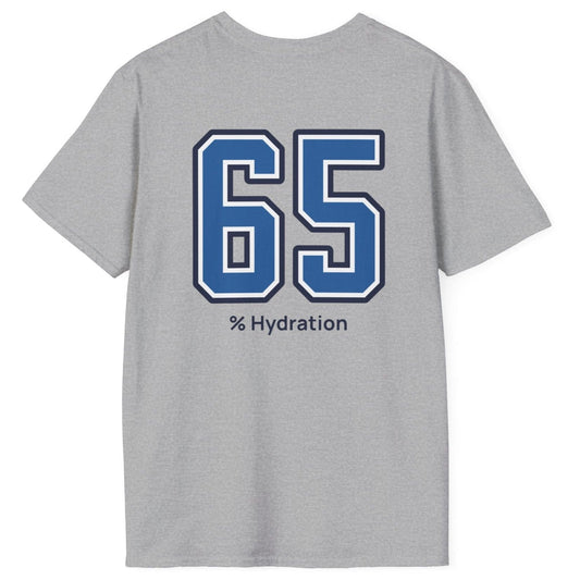 Sourdough baker’s % Hydration Tee, minimalist sports grey cotton T-Shirt with varsity number back print