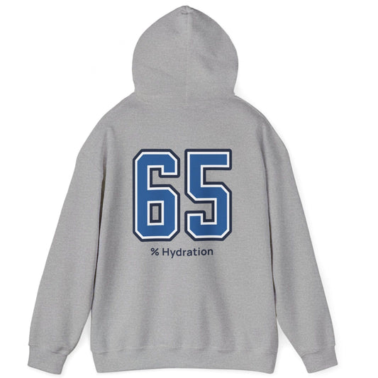 Sourdough baker’s % Hydration hoodie, minimalist grey hoodie with bold varsity number back print