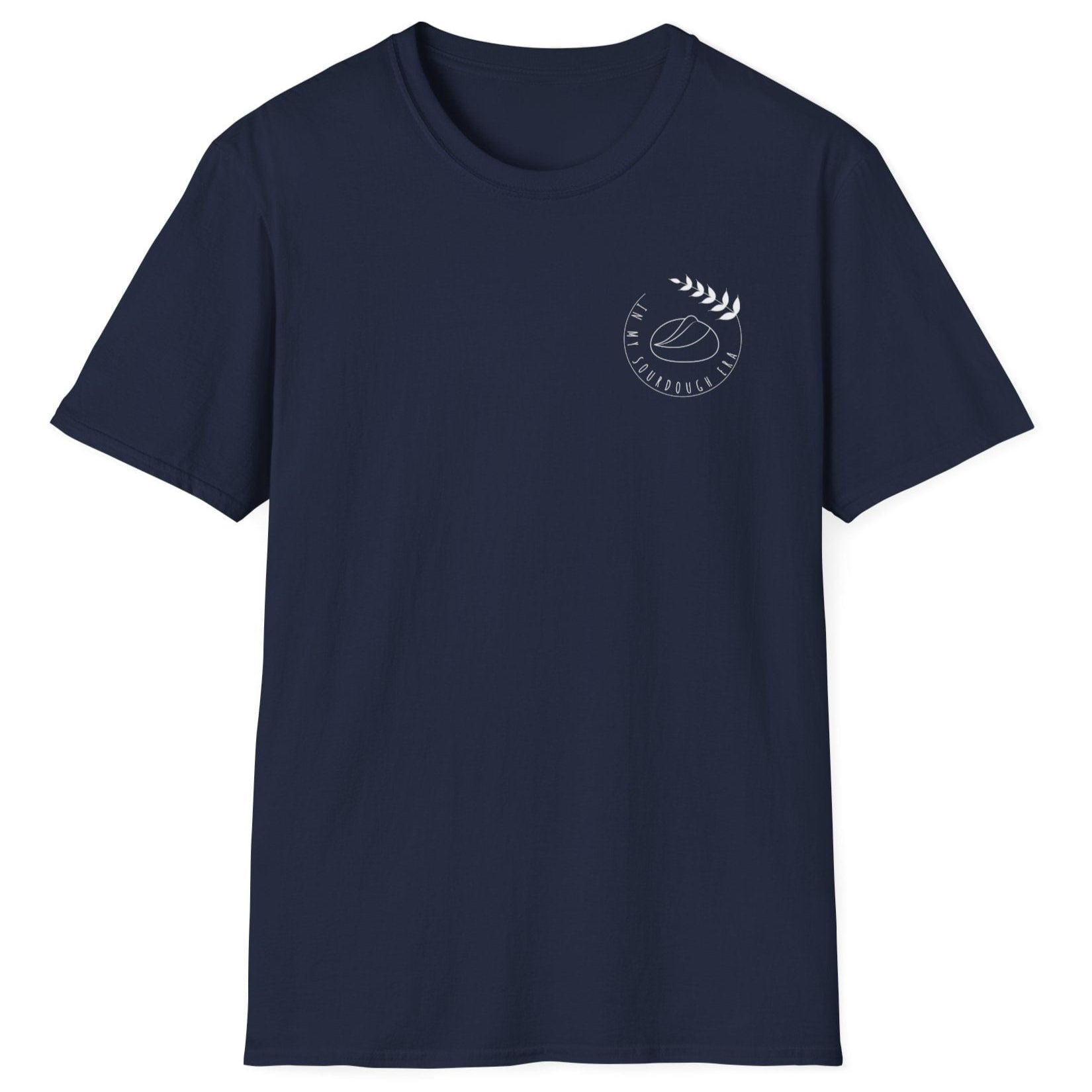 Navy "I'm In My Sourdough Era" T-shirt with minimalist typography for bread lovers and home bakers