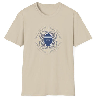 IYKYK neutral Fermentation T-shirt featuring a traditional fermentation vessel with radiating rays. Perfect gift for kimchi lovers, kombucha brewers, and fermentation enthusiasts. Soft, relaxed-fit unisex cotton tee.