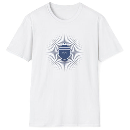 IYKYK white Fermentation T-shirt featuring a traditional fermentation vessel with radiating rays. Perfect gift for kimchi lovers, kombucha brewers, and fermentation enthusiasts. Soft, relaxed-fit unisex cotton tee.