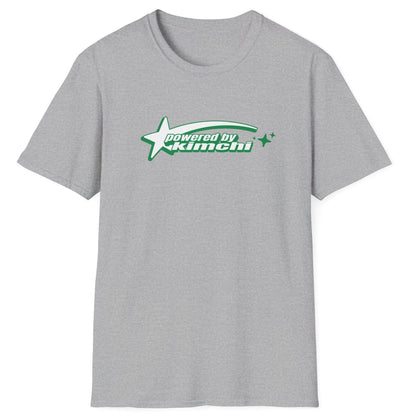 Kimchi Power grey fermentation T-shirt with retro shooting star design on a soft, relaxed-fit unisex cotton tee. A great gift for kimchi lovers, fermenters, and probiotic fans