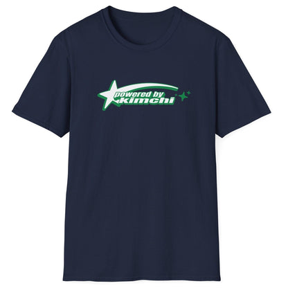 Kimchi Power navy fermentation T-shirt with retro shooting star design on a soft, relaxed-fit unisex cotton tee. A great gift for kimchi lovers, fermenters, and probiotic fans