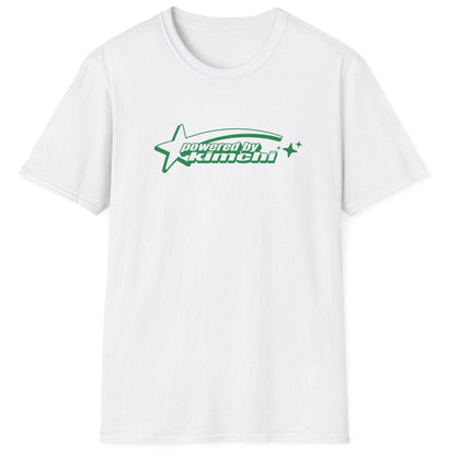 Kimchi Power white fermentation T-shirt with retro shooting star design on a soft, relaxed-fit unisex cotton tee. A great gift for kimchi lovers, fermenters, and probiotic fans