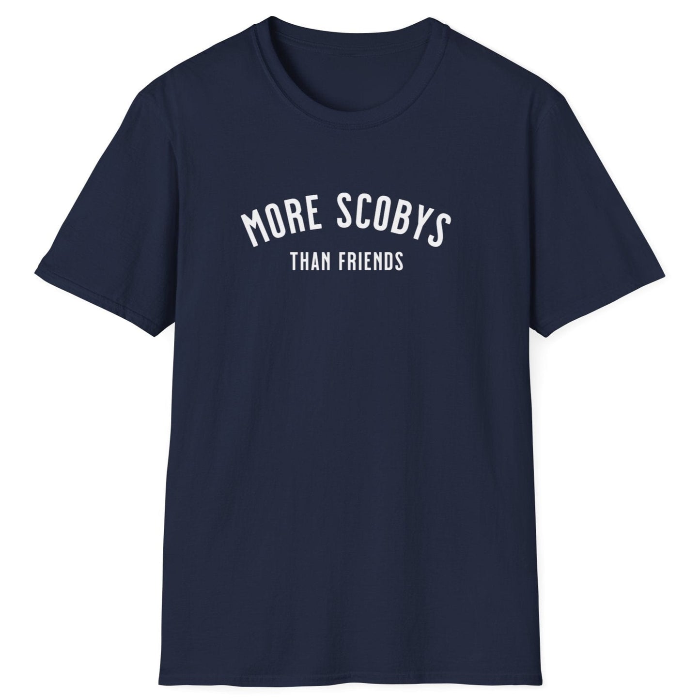 More SCOBYS Than Friends T-shirt, unisex navy cotton tee for kombucha brewers, introverts, and fermentation culture enthusiasts