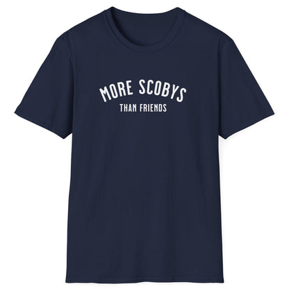 More SCOBYS Than Friends T-shirt, unisex navy cotton tee for kombucha brewers, introverts, and fermentation culture enthusiasts