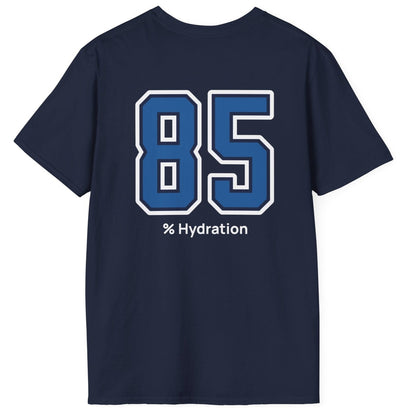 Sourdough baker’s % Hydration Tee, minimalist navy cotton T-Shirt with varsity number back print