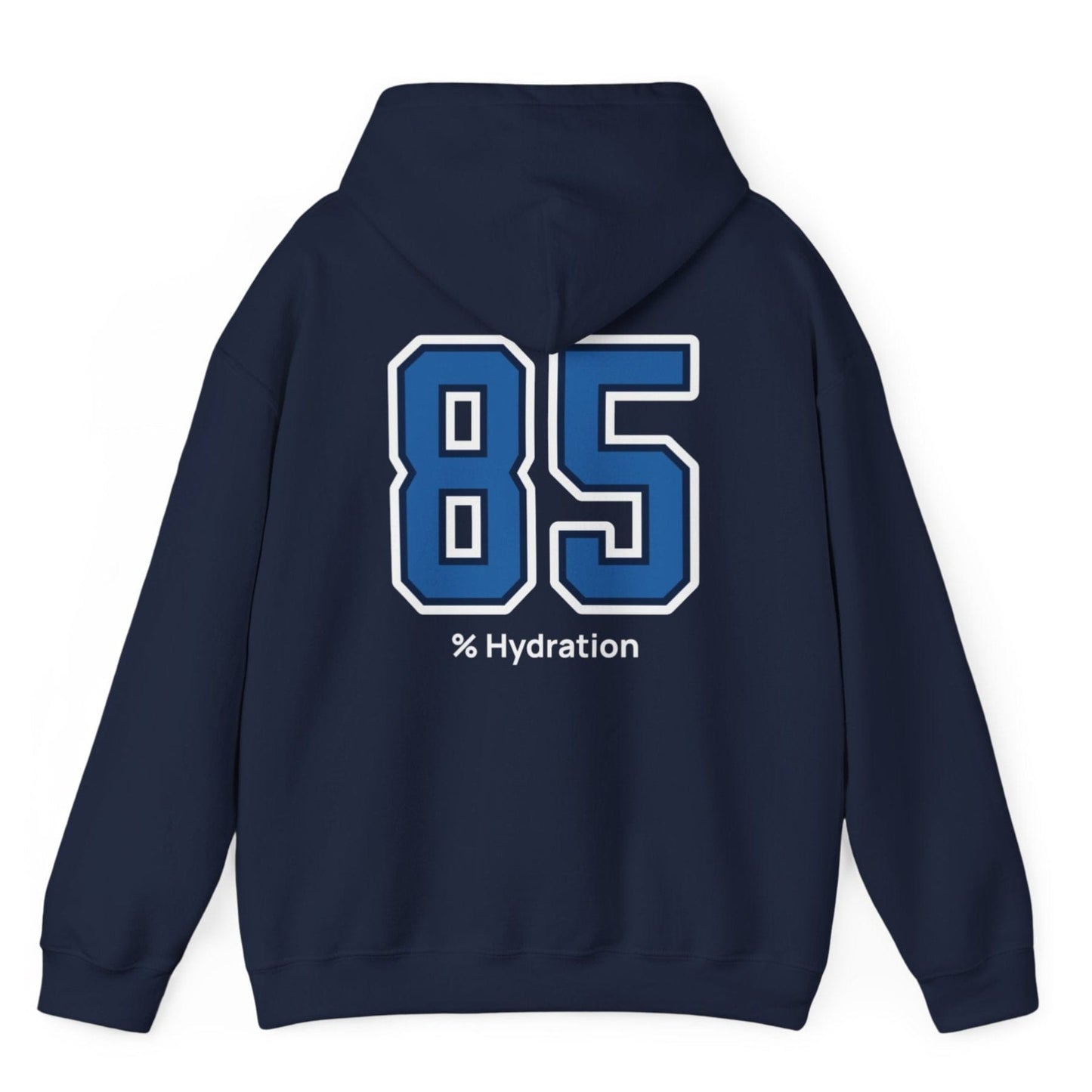 Sourdough baker’s % Hydration hoodie, minimalist navy hoodie with bold varsity number back print