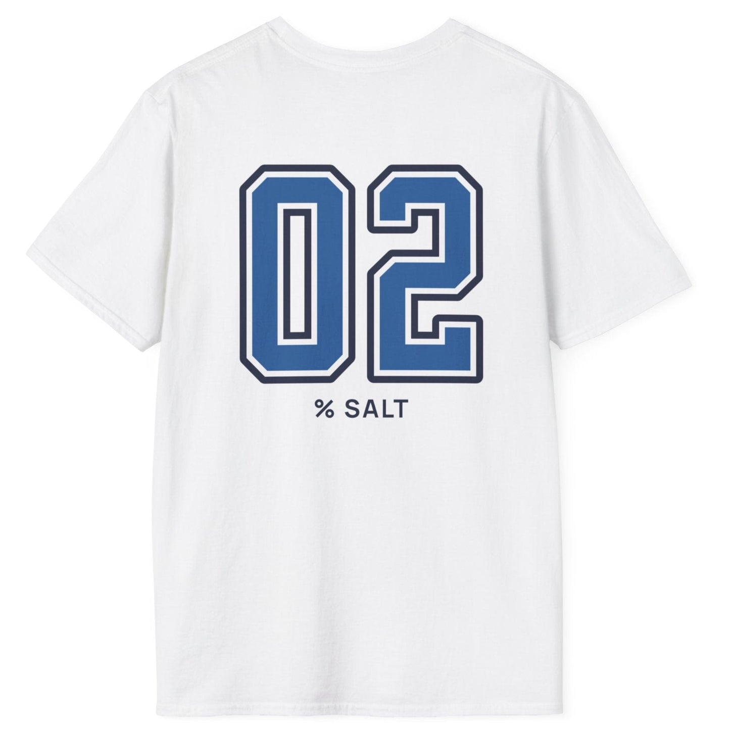 white cotton t-shirt with big bold varsity style numbers representing the 2% salt ratio for vegetable ferments.