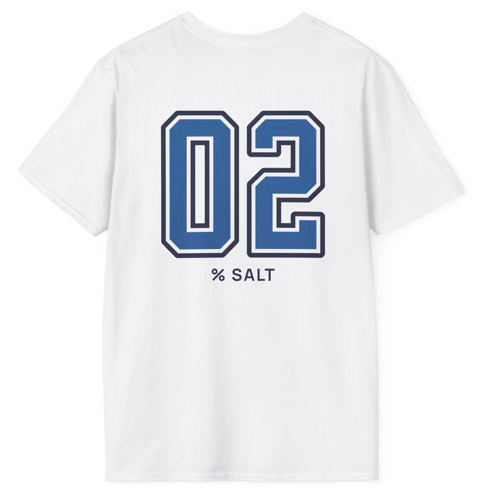 white cotton t-shirt with big bold varsity style numbers representing the 2% salt ratio for vegetable ferments.