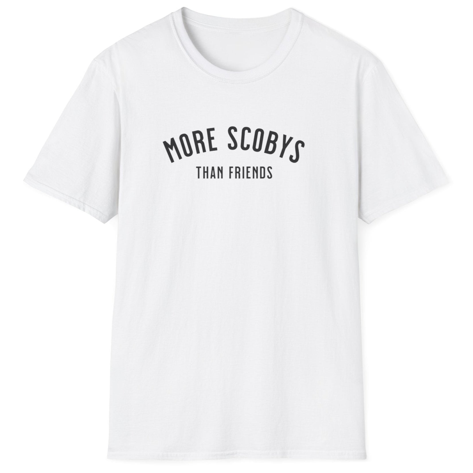 White more SCOBYS Than Friends T-shirt, unisex cotton tee for kombucha brewers, introverts, and fermentation culture enthusiasts