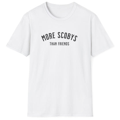 White more SCOBYS Than Friends T-shirt, unisex cotton tee for kombucha brewers, introverts, and fermentation culture enthusiasts