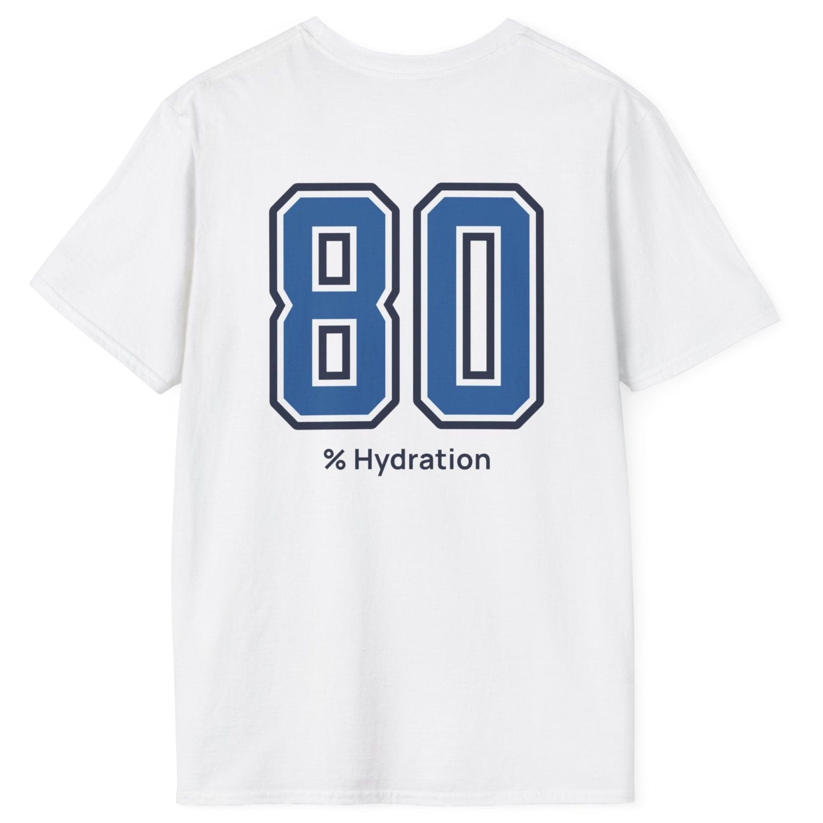 Sourdough baker’s % Hydration Tee, minimalist white cotton T-Shirt with varsity number back print